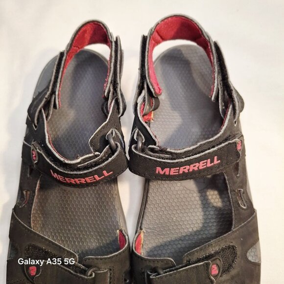 Merrell Black Adjustable Strap Sandals With Red Woman Accents Outdoor Woman's Si - Picture 4 of 8